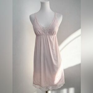 LA VIE EN ROSE Blush Pink Lace Chemise Slip Dress | Romantic Lingerie Nightgown
